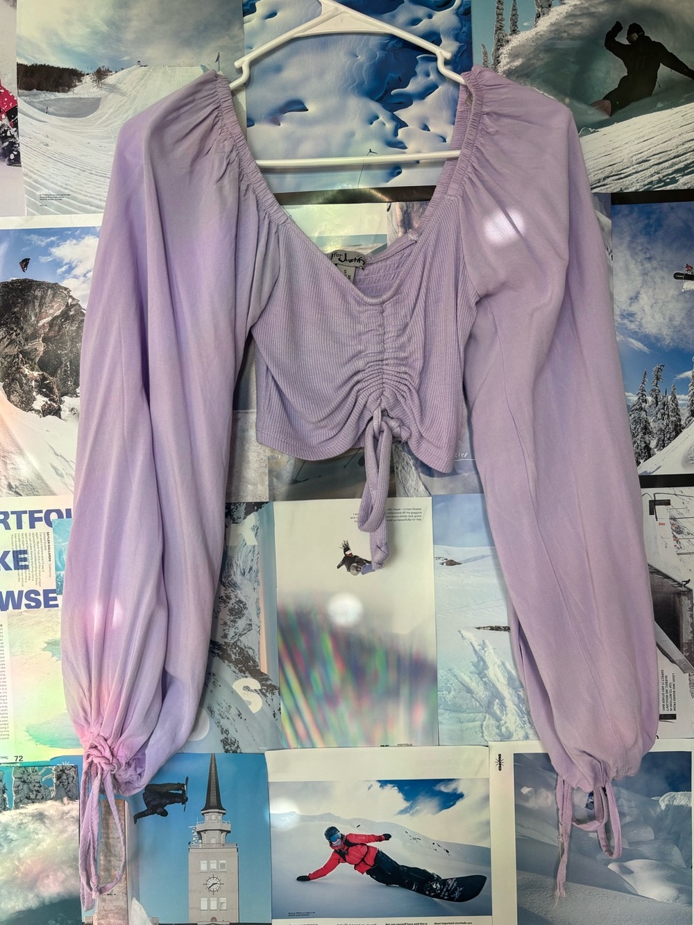 J for Justify Lavender Ruched Peasant Blouse